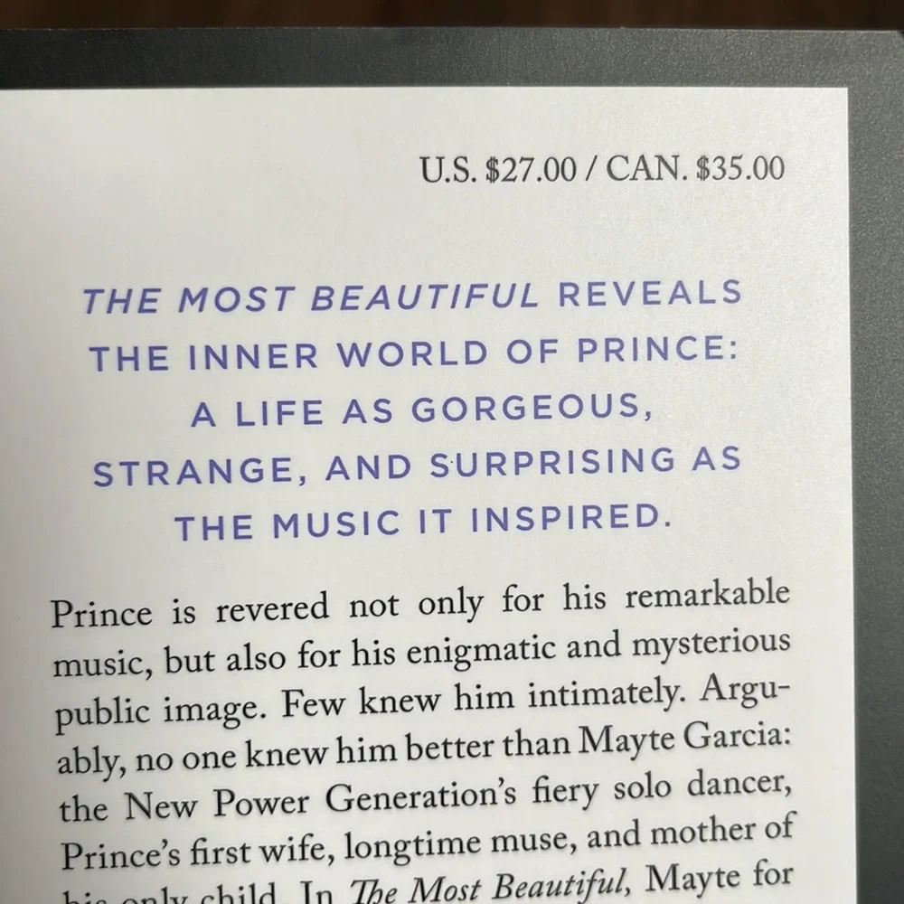 The most beautiful. My life with Prince by Mayte Garcia. Hardcover Book. NWT